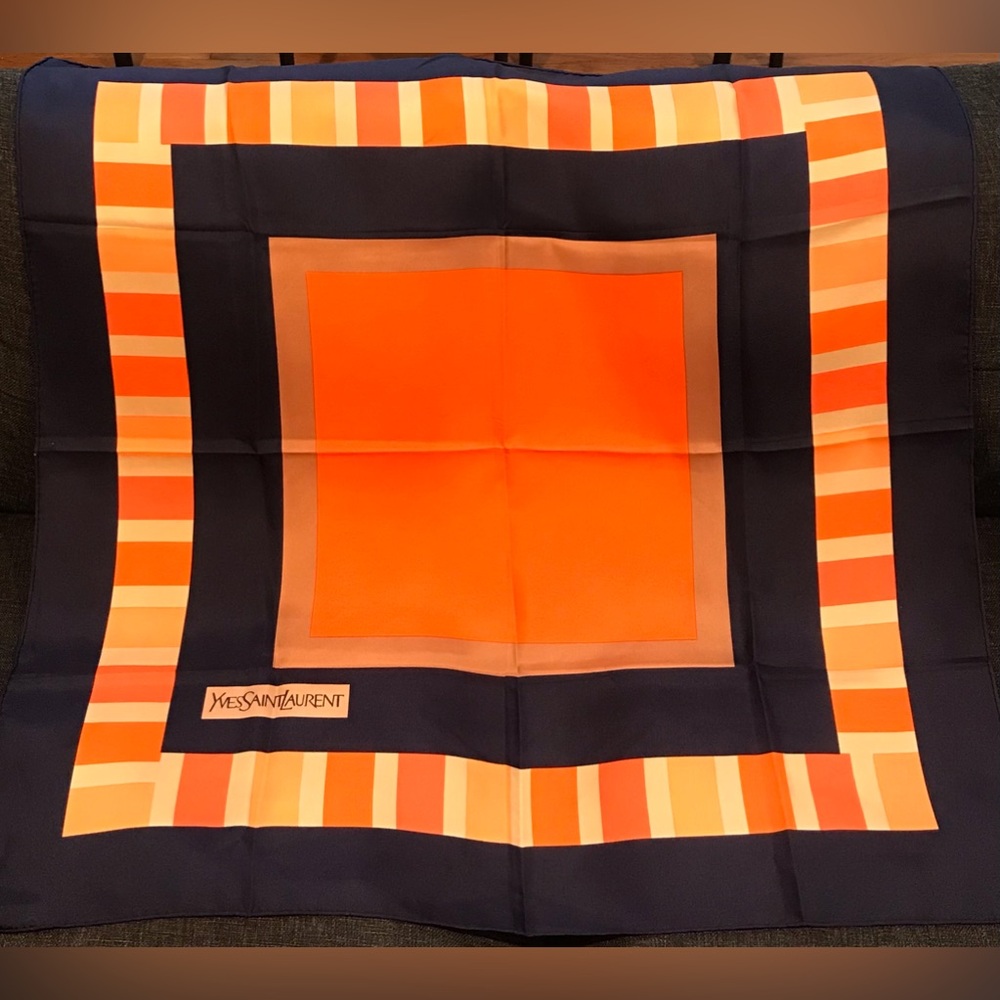 Yves Saint Laurent Silk Scarf in Box 😍🧡🔥 - Picture 7 of 17